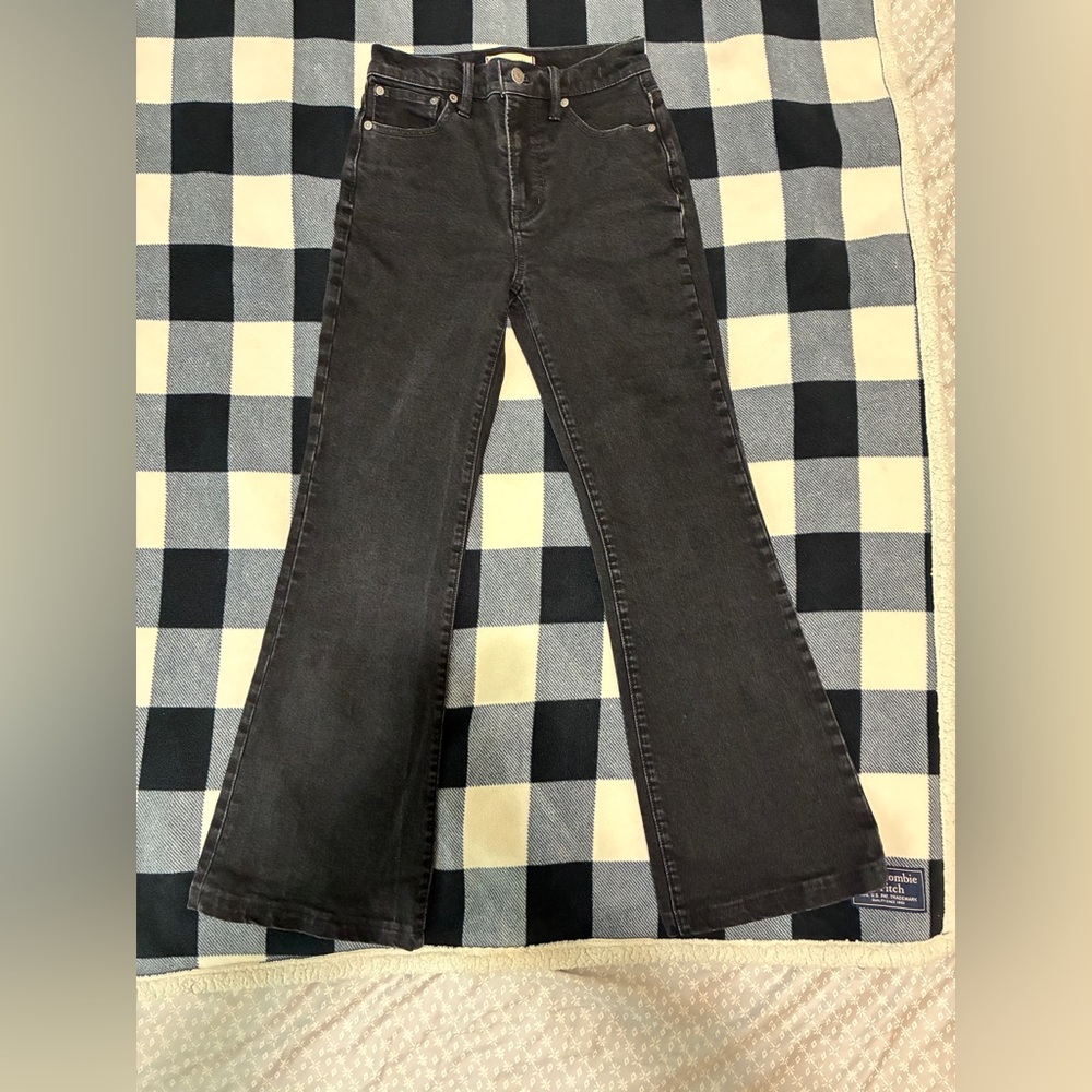 Madewell Perfect Vintage Flare Jeans Black Dark Wash Stretch Size 24